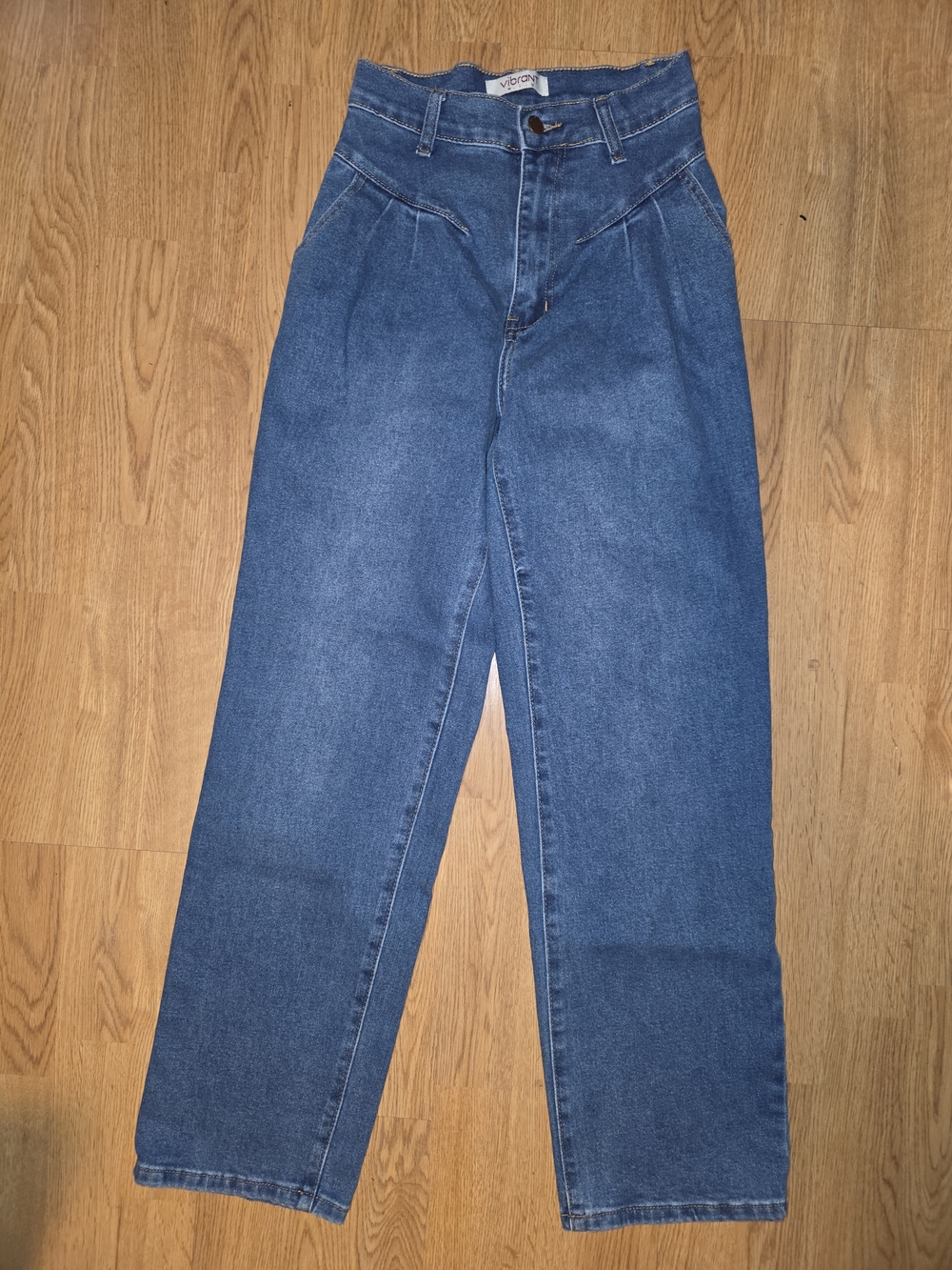 Vibrant Dark Blue High-Rise Straight Jeans